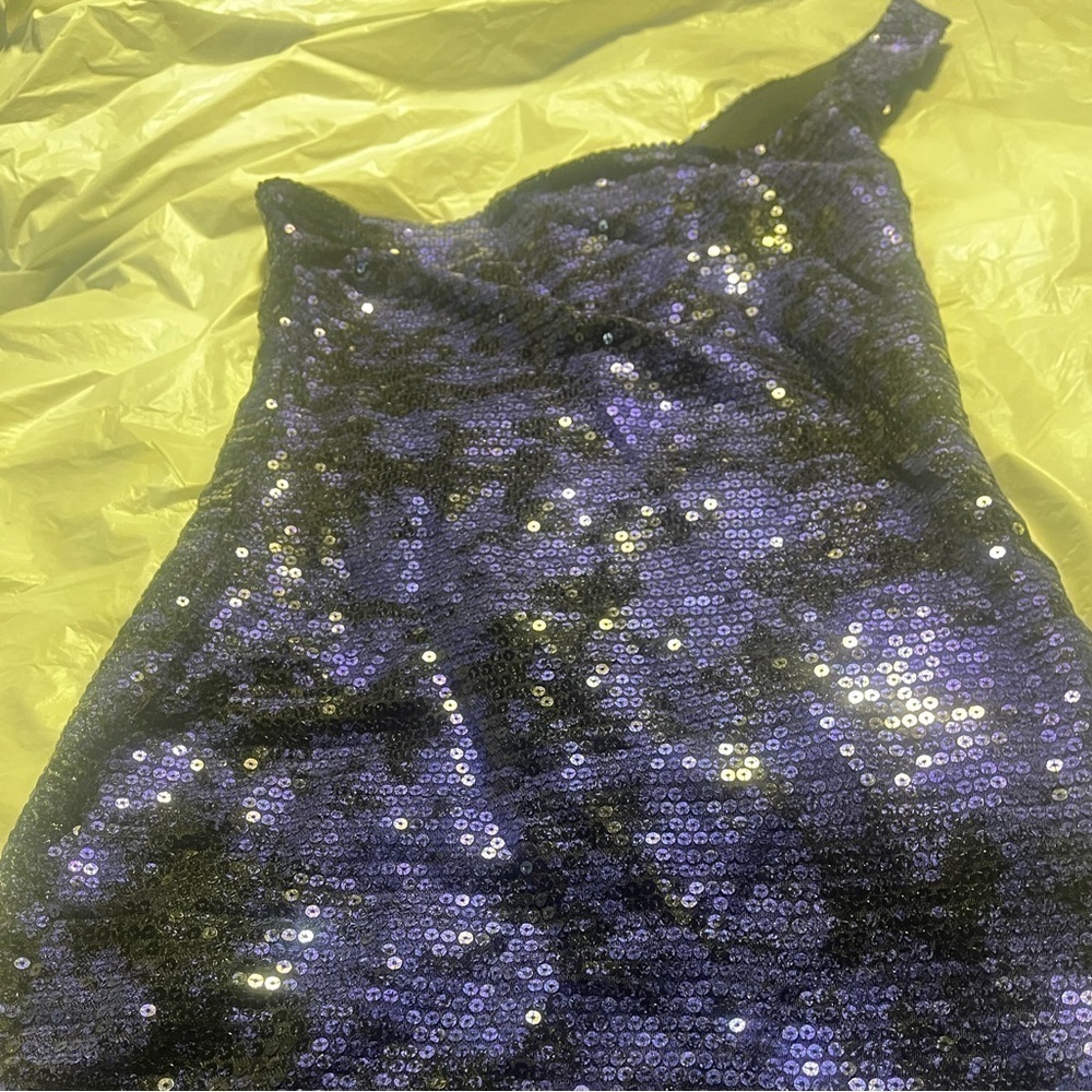 Plum mini dress size 5 one strap on shoulder sequin